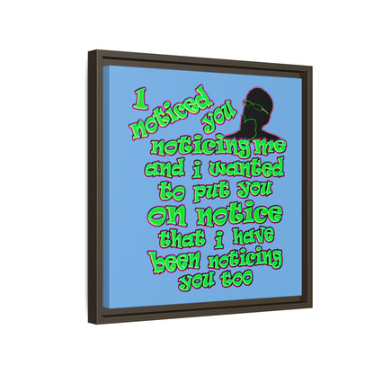 noticed you noticing - framed canvas art (light blue)