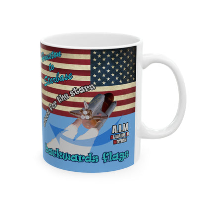 shoot for the stars - White Mug (light blue)