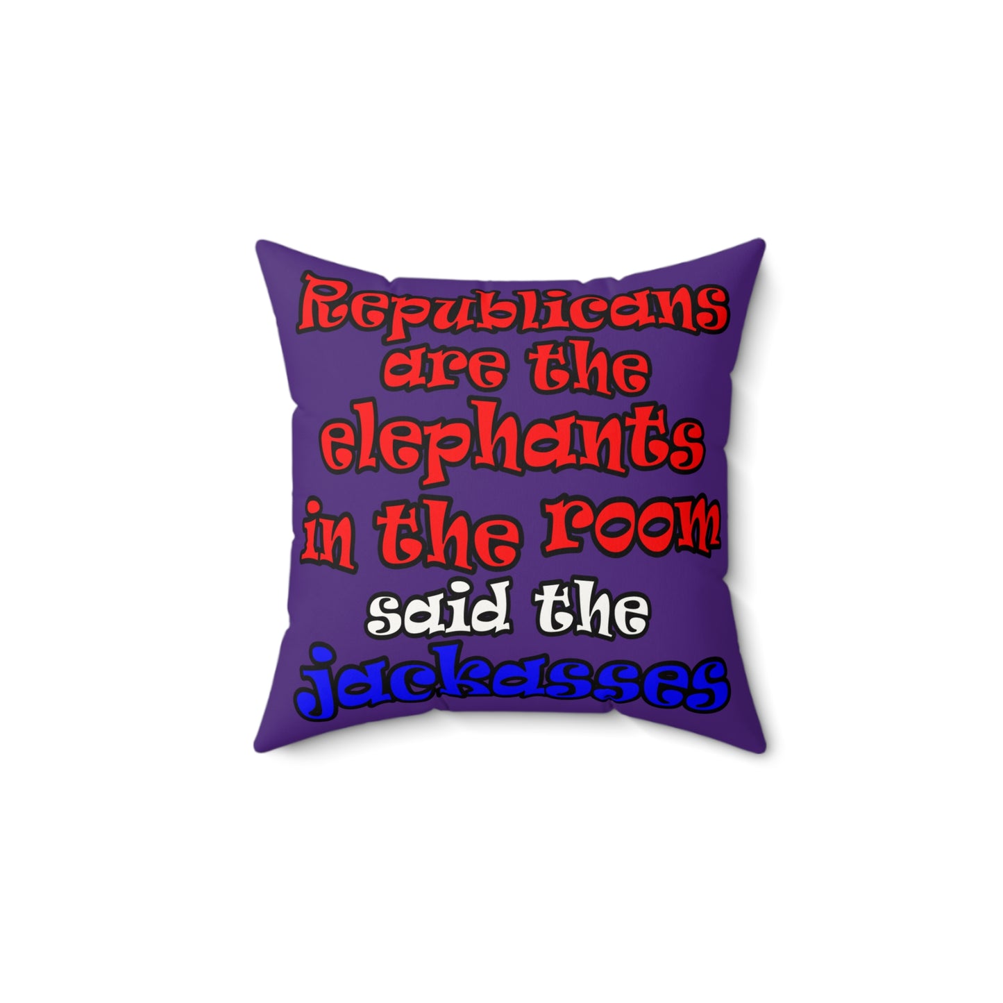 donkeys and elephants - Faux Suede Square Pillow - (purple)
