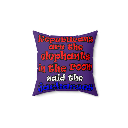 donkeys and elephants - Faux Suede Square Pillow - (purple)