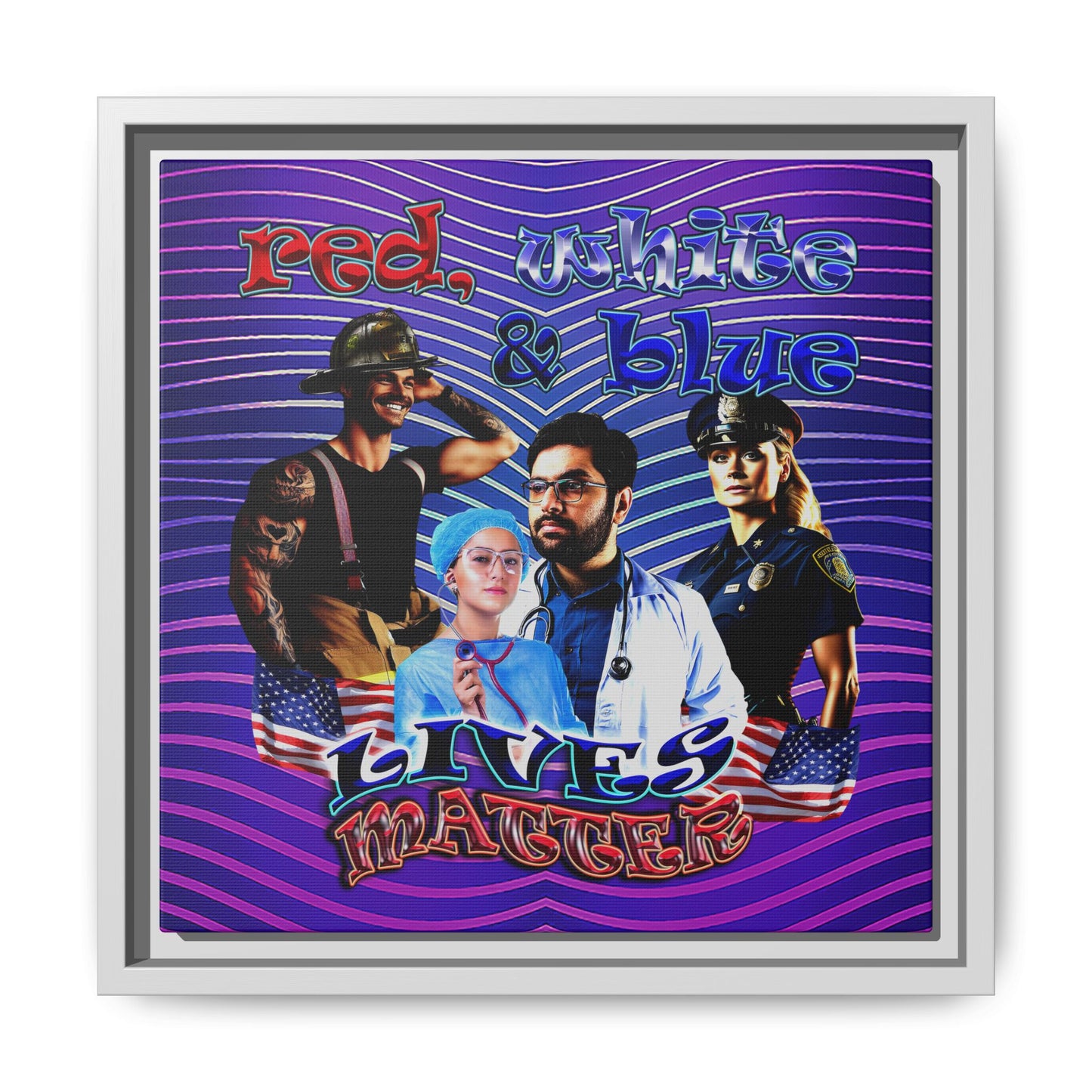 rw&b lives matter - framed canvas art (purple wave)