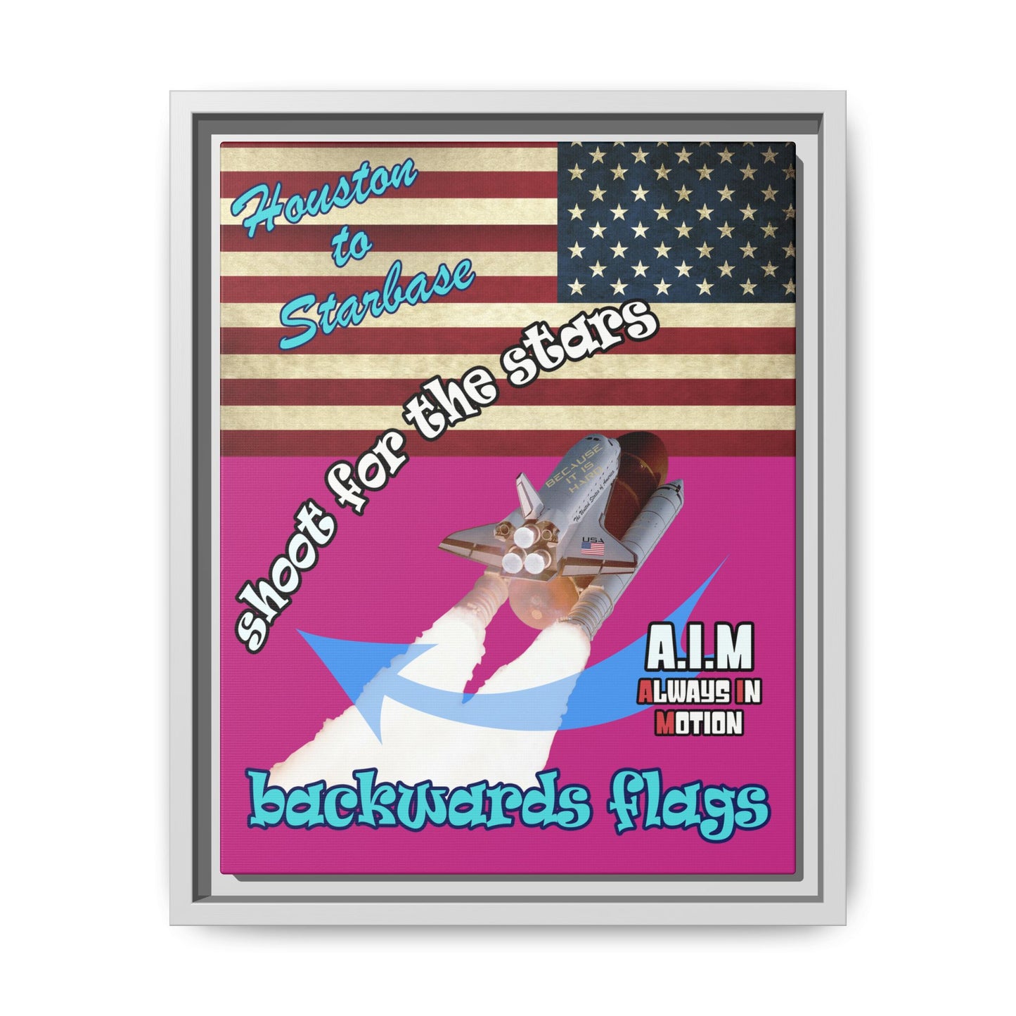 shoot for the stars - framed canvas art (pink)