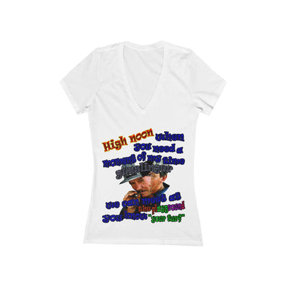 high noon - Women's Jersey Short Sleeve Deep V-Neck Tee