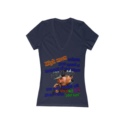 high noon - Women's Jersey Short Sleeve Deep V-Neck Tee
