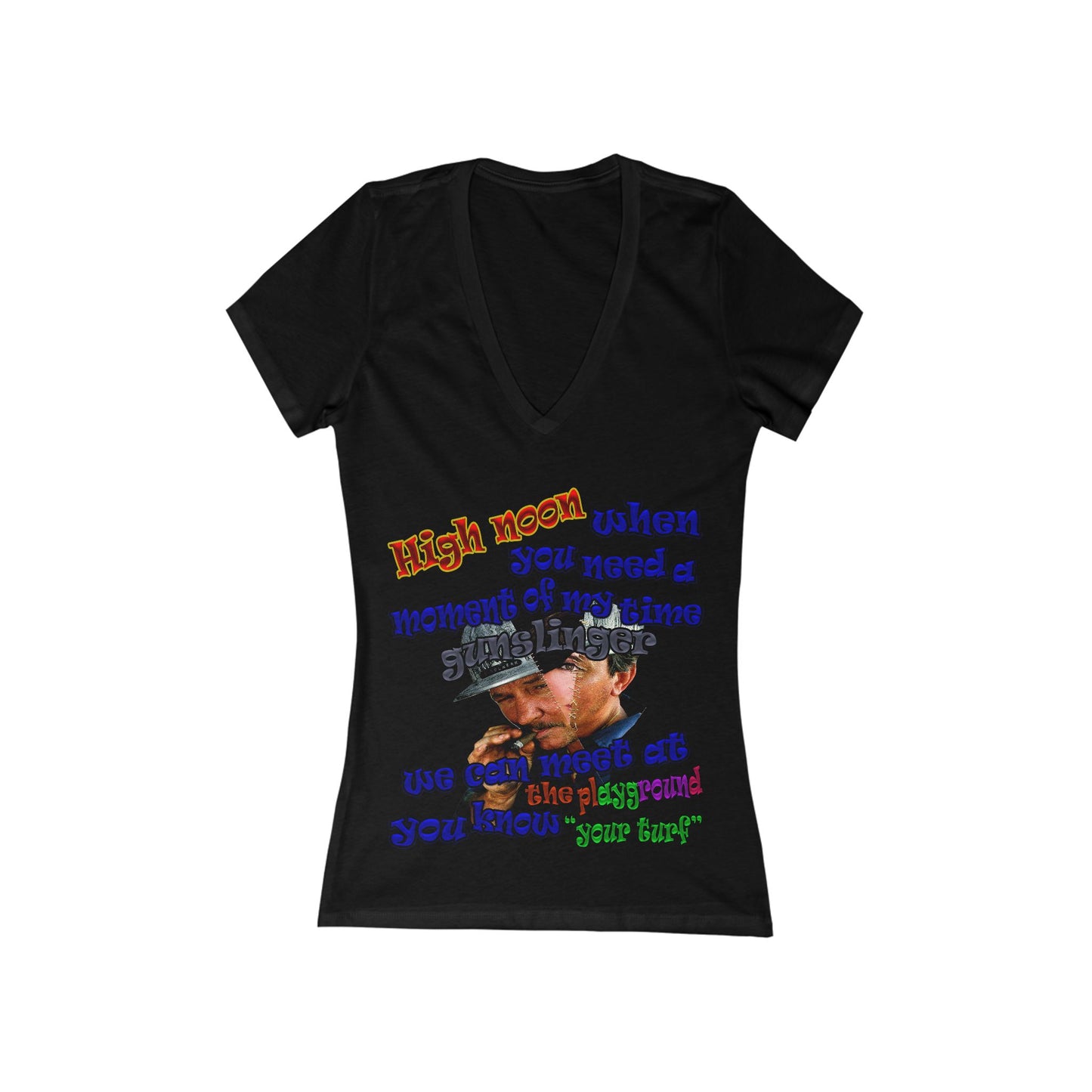 high noon - Women's Jersey Short Sleeve Deep V-Neck Tee