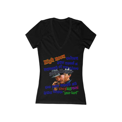 high noon - Women's Jersey Short Sleeve Deep V-Neck Tee