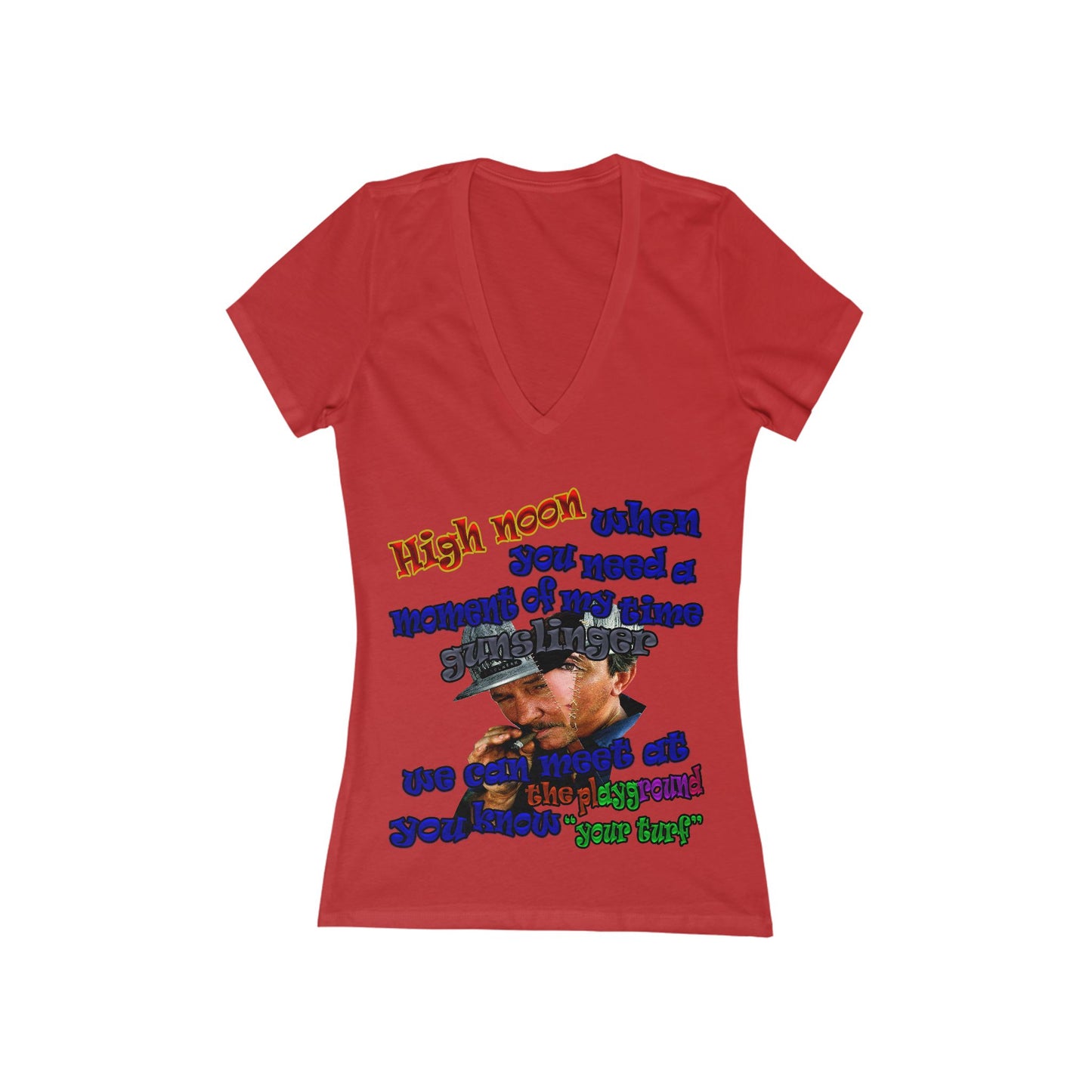 high noon - Women's Jersey Short Sleeve Deep V-Neck Tee