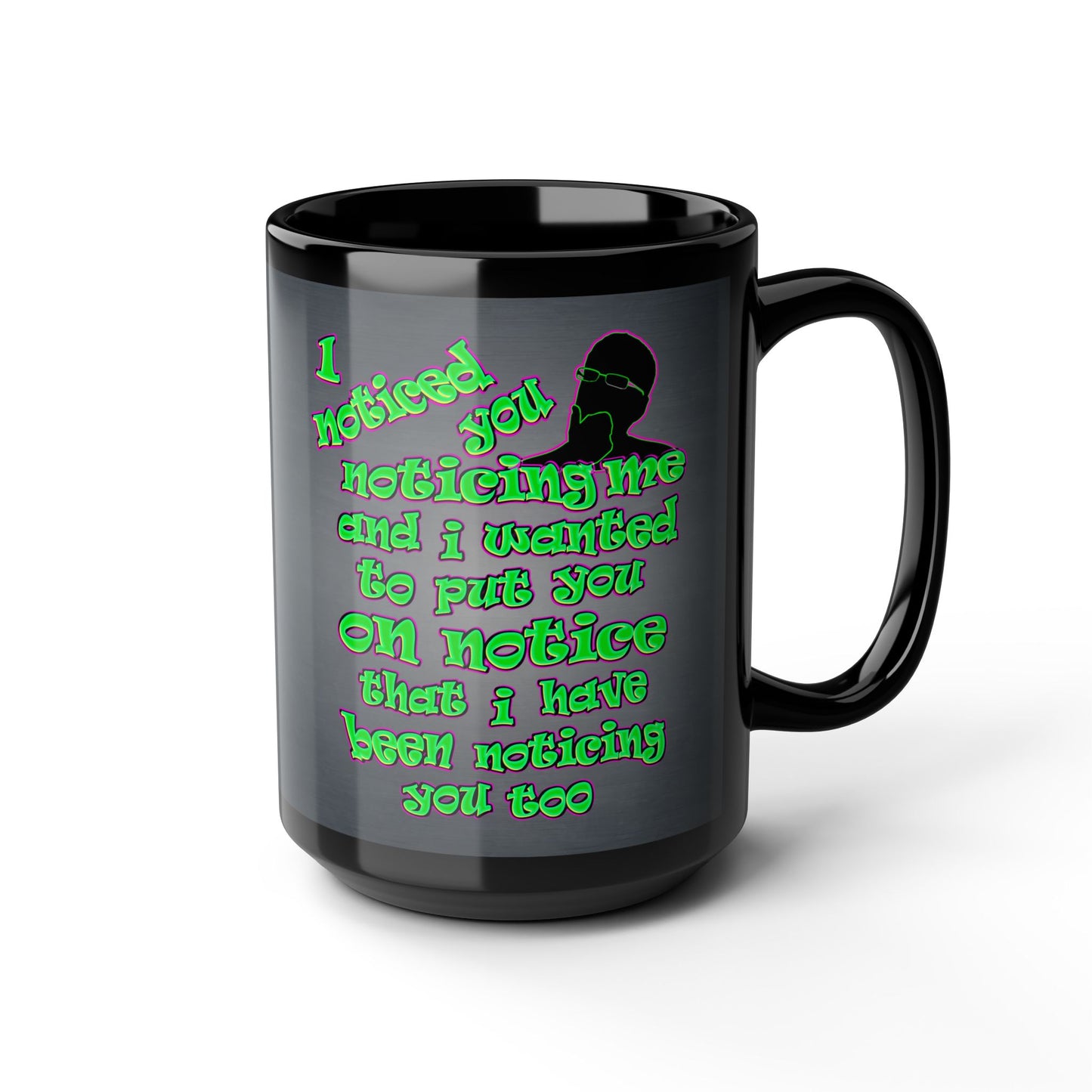 noticed you noticing - Black Mug (grey-light grey)
