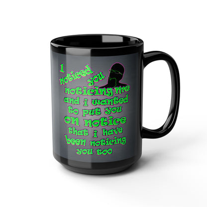 noticed you noticing - Black Mug (grey-light grey)