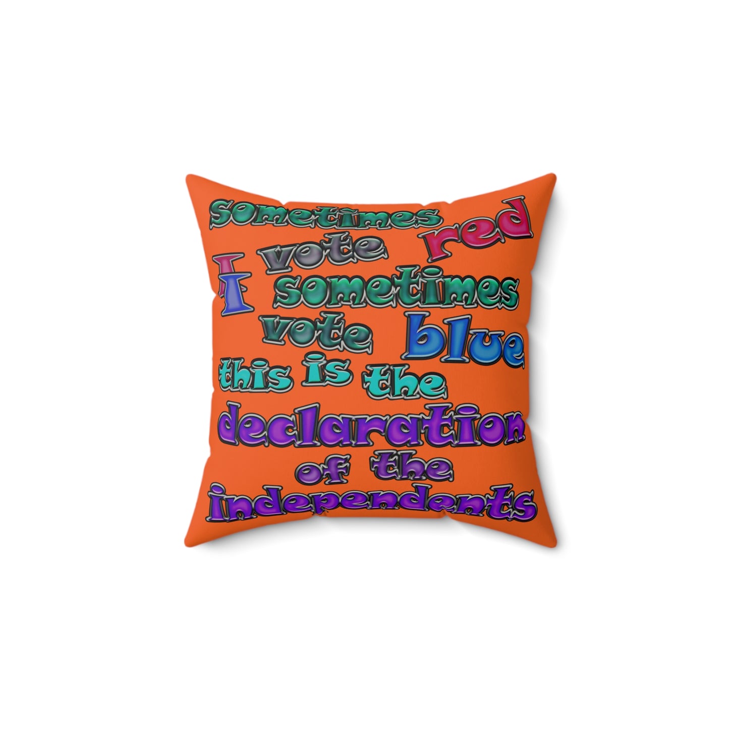 declaration of the independents - Faux Suede Square Pillow - (orange)