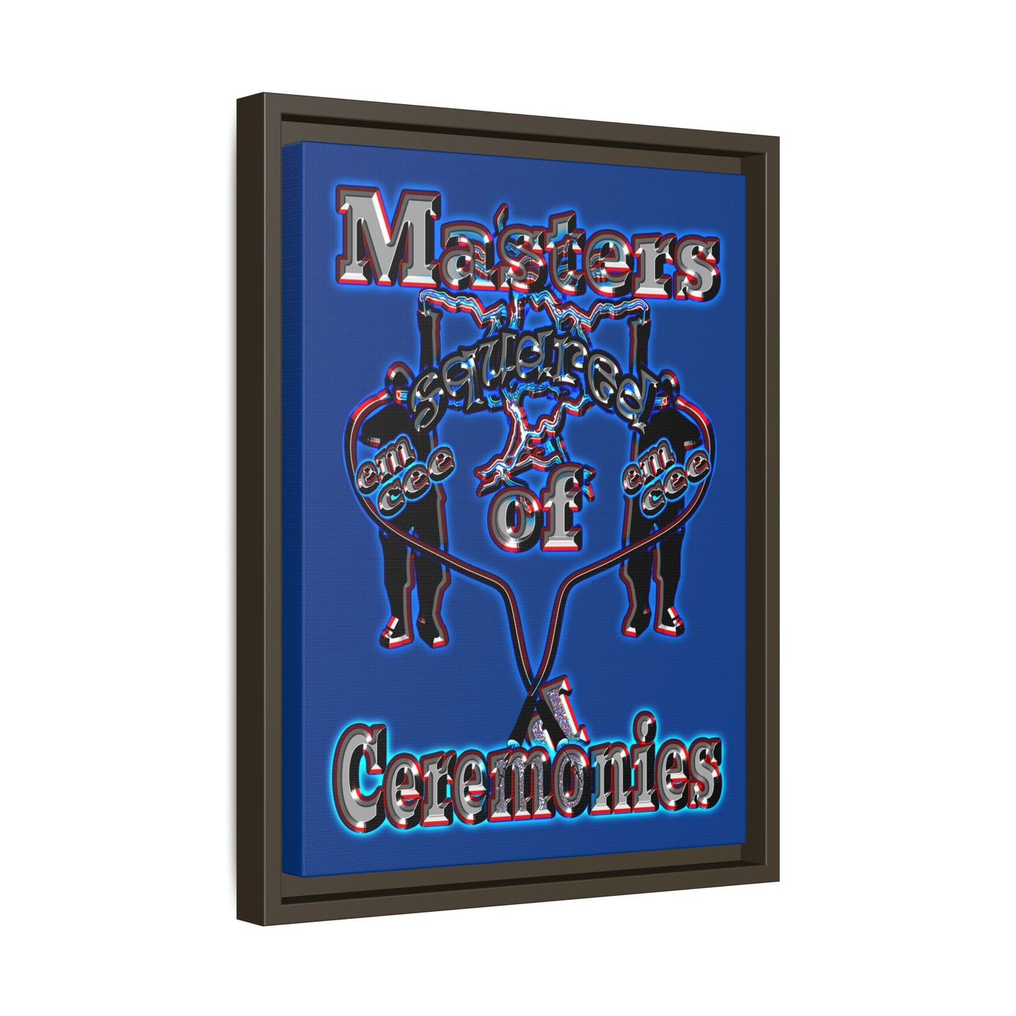 em cee squared - framed canvas art (dark blue)