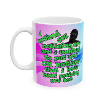 noticed you noticing - White Mug (light blue-pink wave)