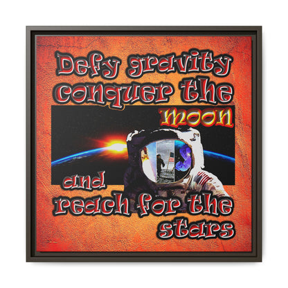 defy conquer reach - framed canvas art (burnt orange)