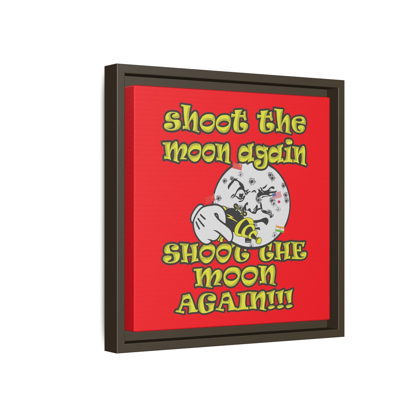 shoot the moon again - framed canvas art (red)