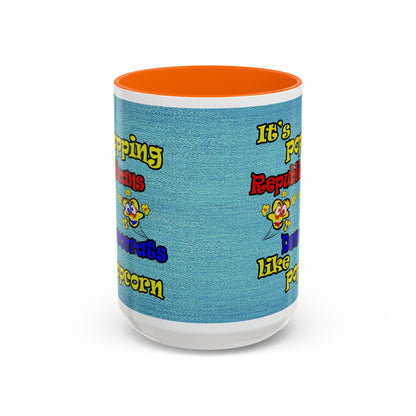 popping like popcorn - Accent Mug (faded dark blue)