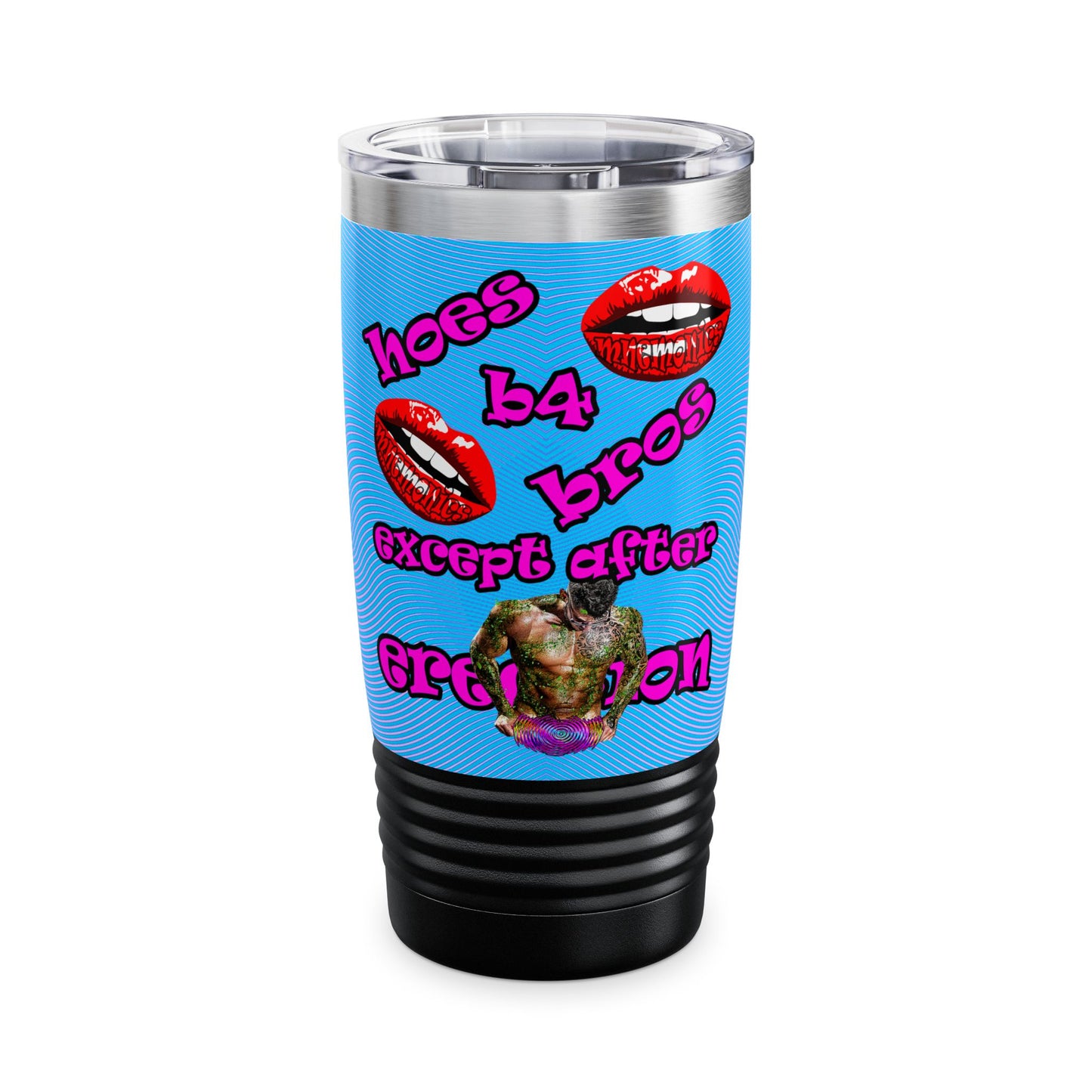 hoes b4 bros - Ringneck Tumbler, 20oz (light blue-purple wave)