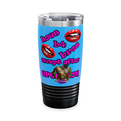 hoes b4 bros - Ringneck Tumbler, 20oz (light blue-purple wave)