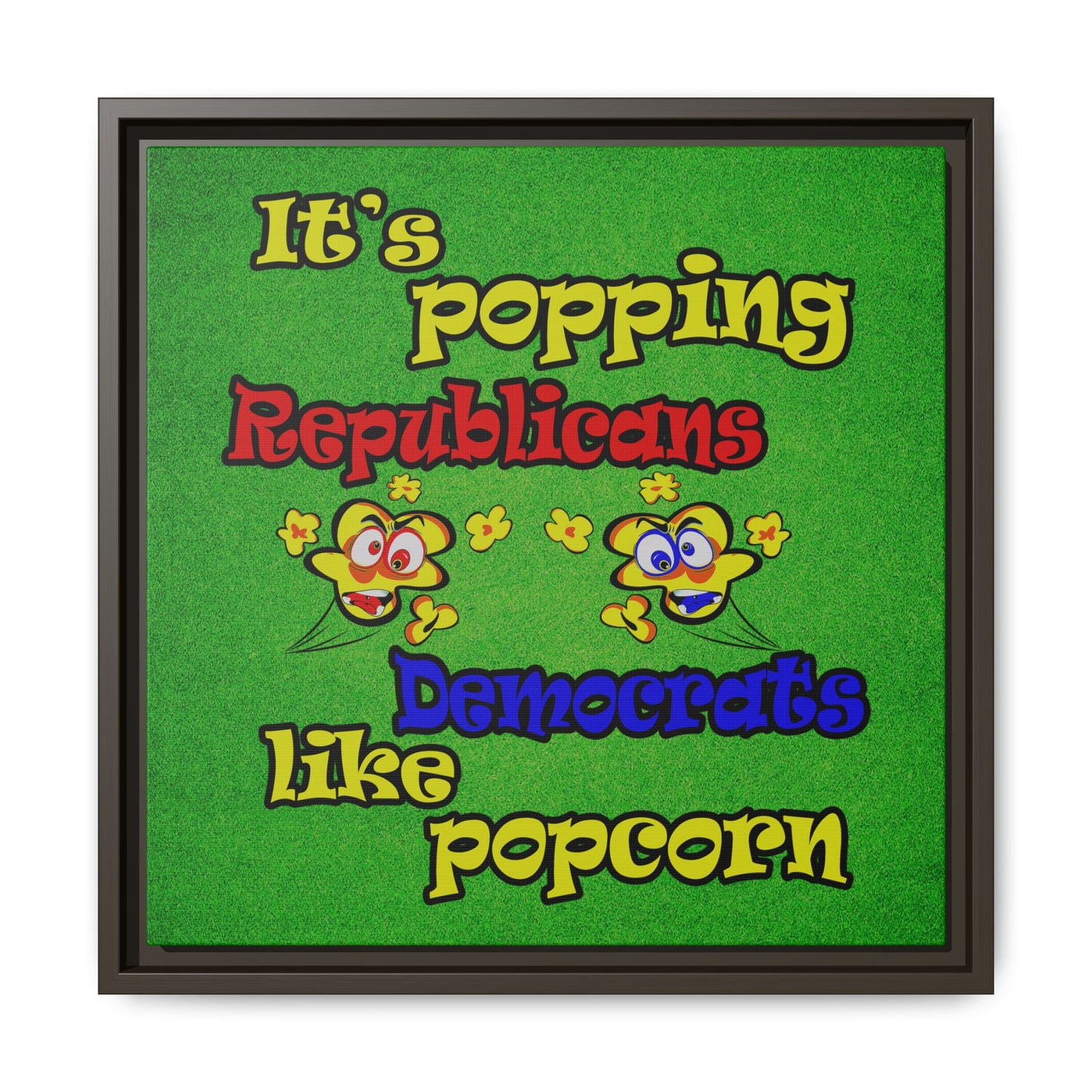 popping like popcorn - framed canvas art (green turf)