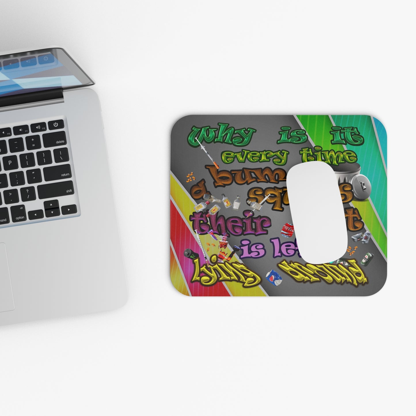 the bum's shit - Mouse Pad (Rectangle) (rainbow split)