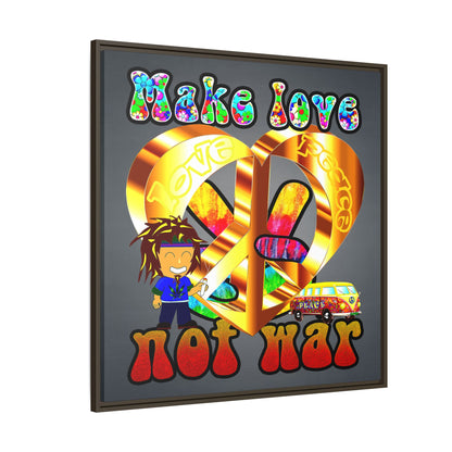 love peace - framed canvas art (grey-light grey)