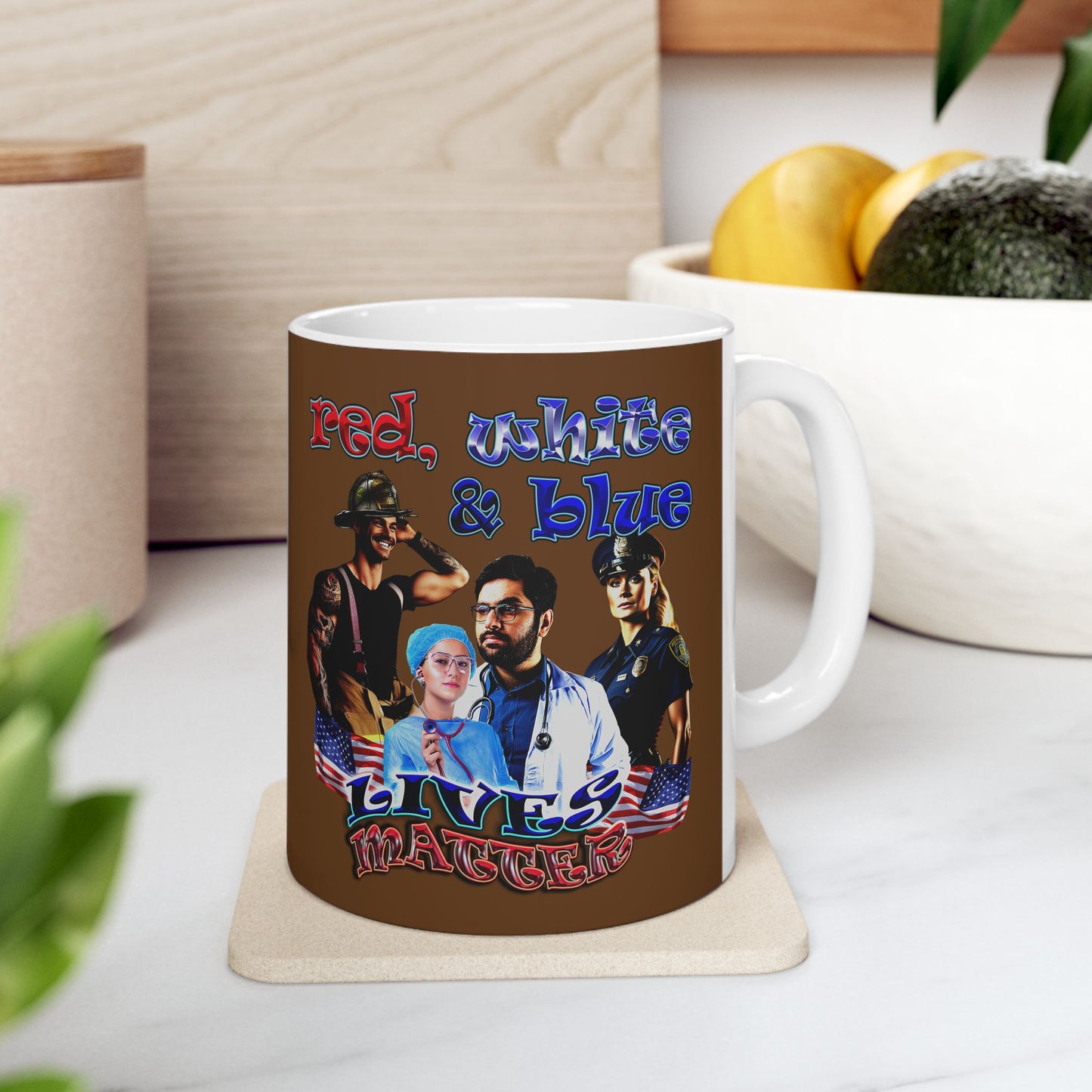 rw&b lives matter - White Mug (brown)