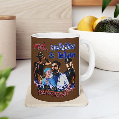 rw&b lives matter - White Mug (brown)