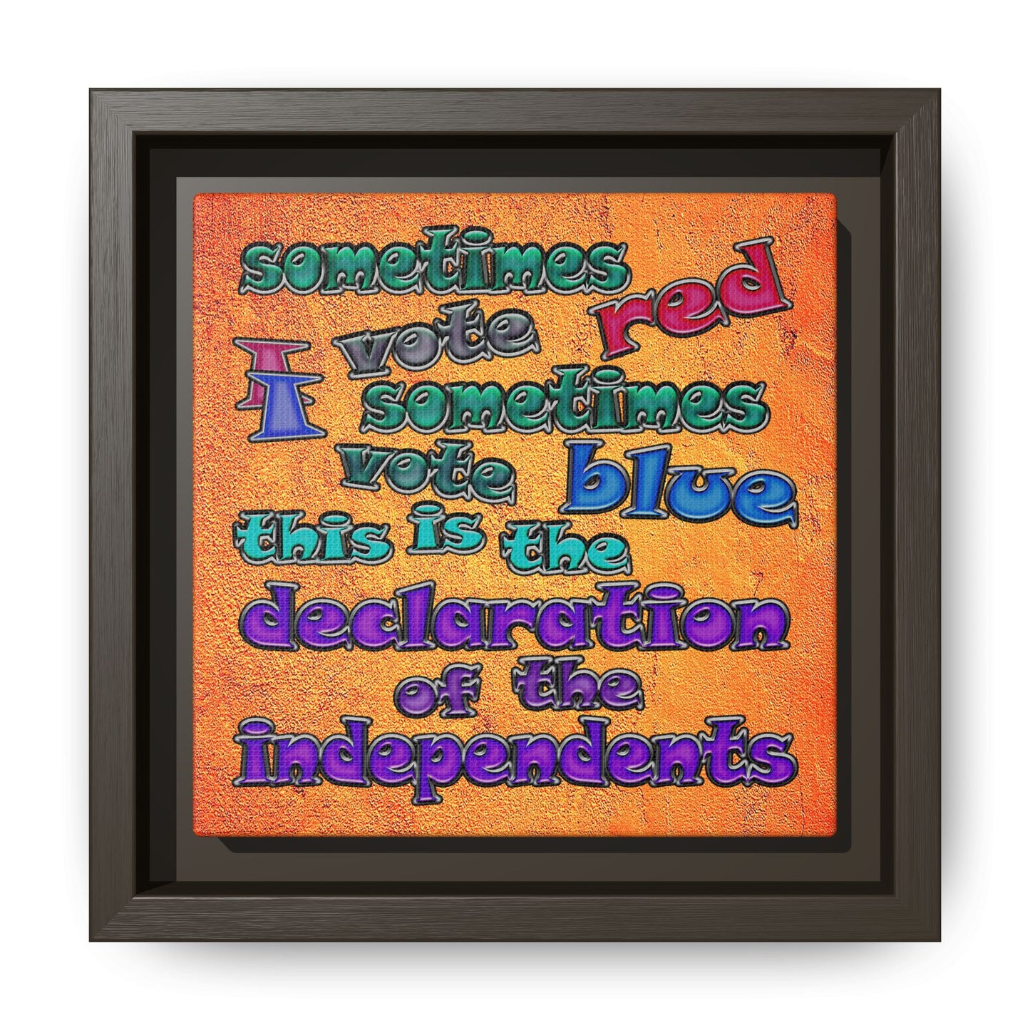 declaration of the independents - framed canvas art (burnt orange)