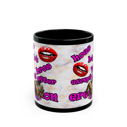 hoes b4 bros - Black Mug (white marble)