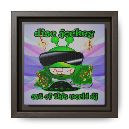 disc jockey - framed canvas art (light blue-pink wave)