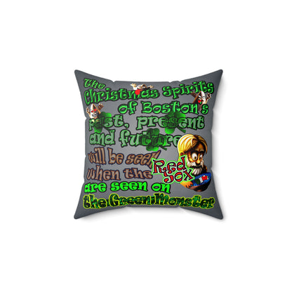 christmas spirits of boston - Spun Polyester Square Pillow - (grey-light grey)