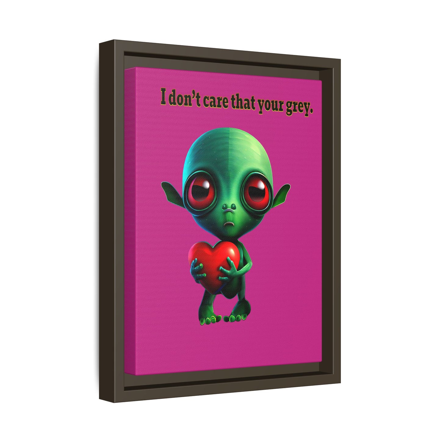 I don't care that your grey - framed canvas art (pink)