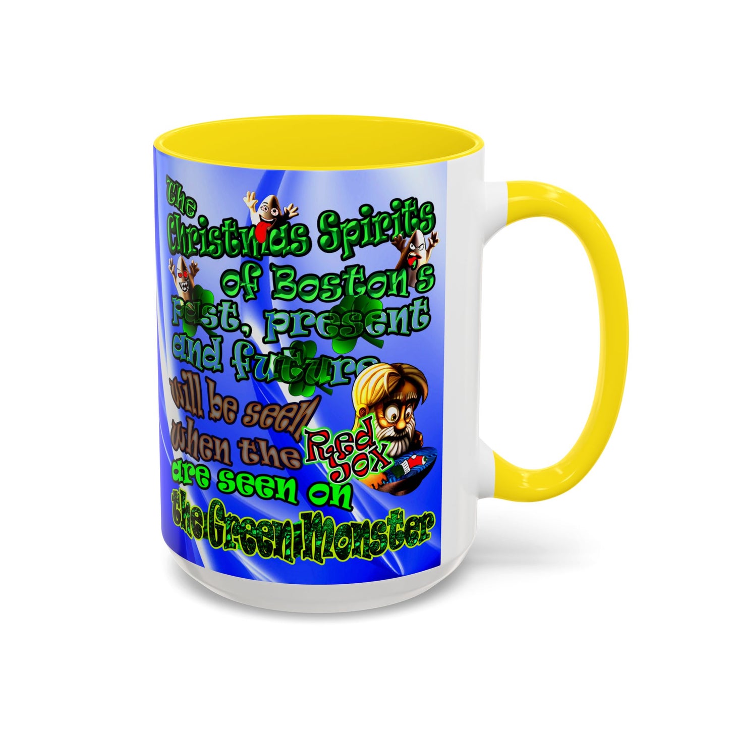 christmas spirits of boston - Accent Mug (blue-white wave)