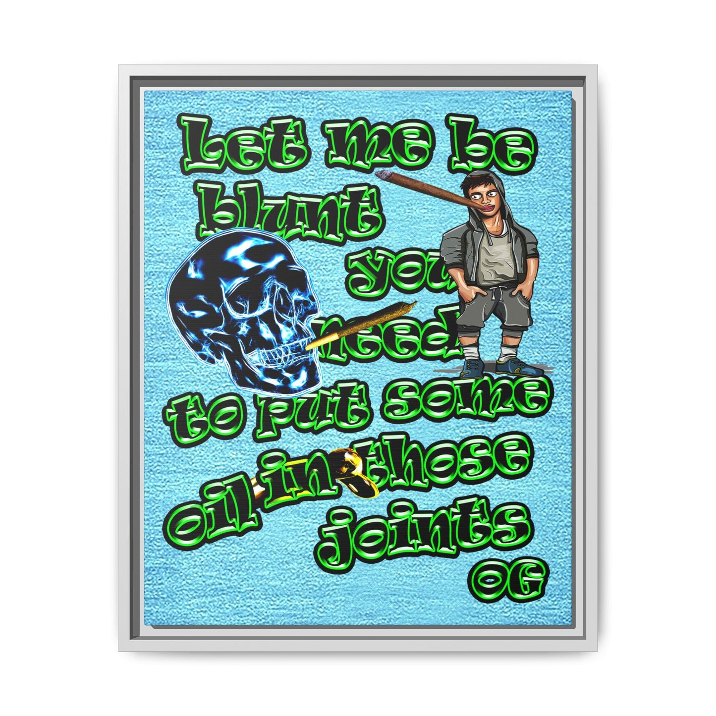og - framed canvas art (faded blue)