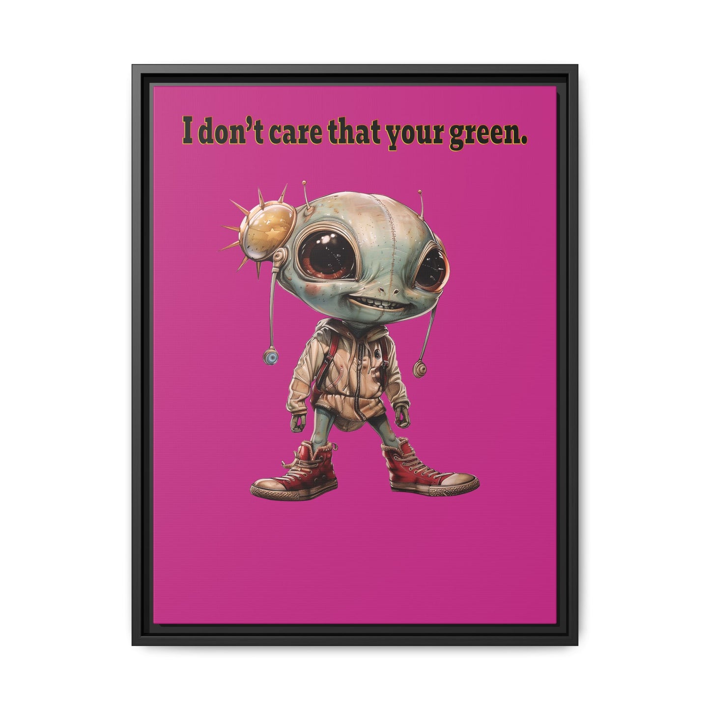 I don't care that your green - framed canvas art (pink)