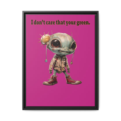 I don't care that your green - framed canvas art (pink)