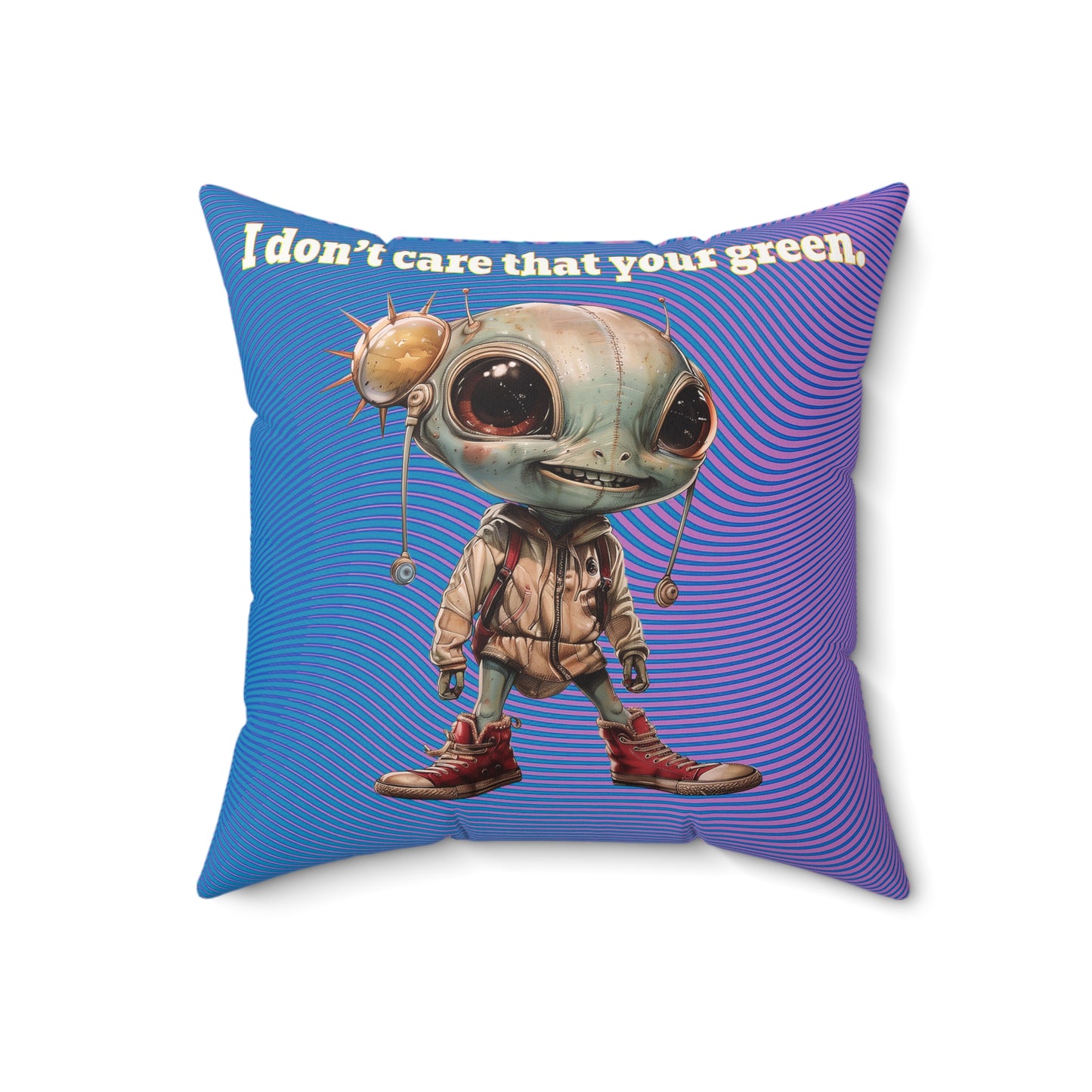 I don't care that your grey - Faux Suede Square Pillow - (light blue-purple wave)