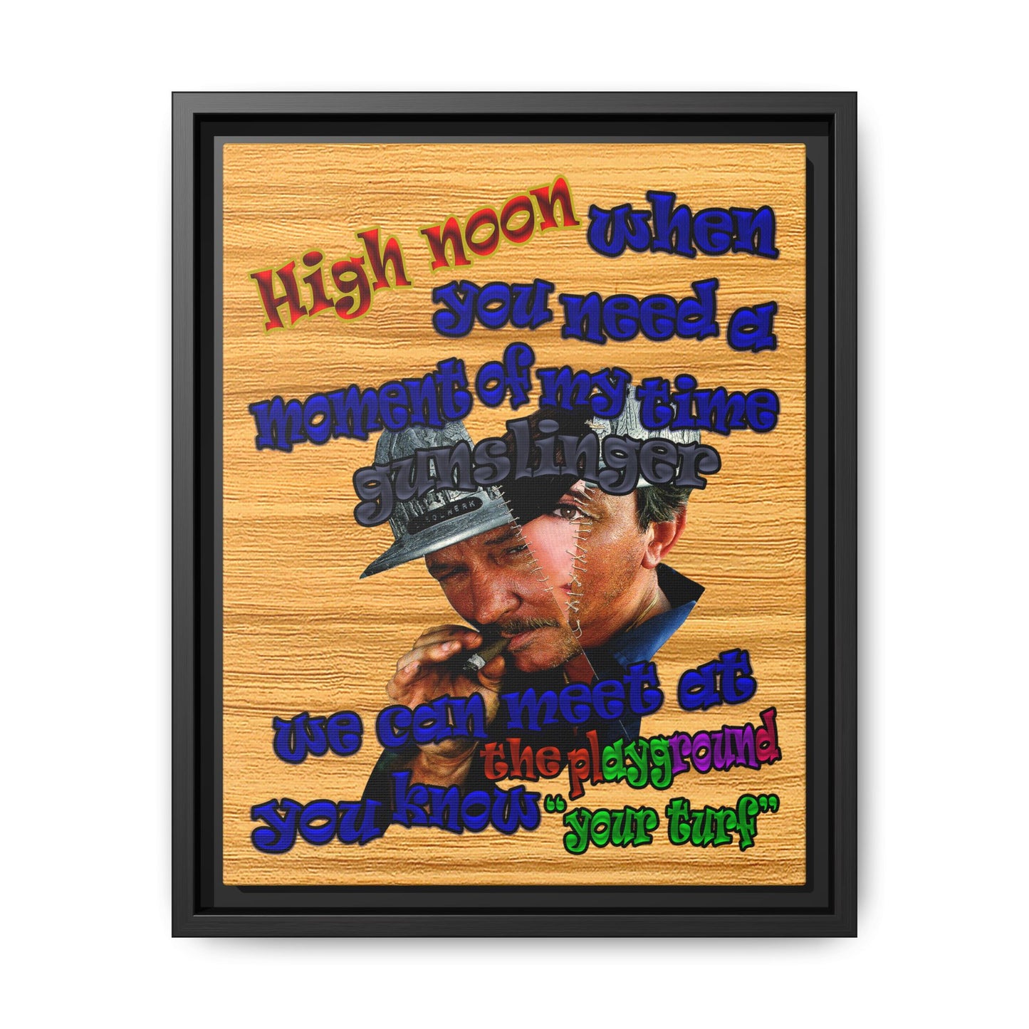 high noon - framed canvas art (butterscotch wood finish)