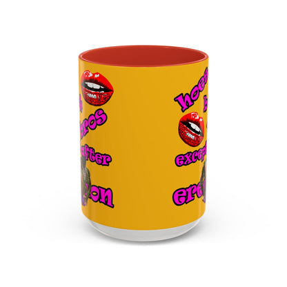 hoes b4 bros - Accent Mug (yellow)