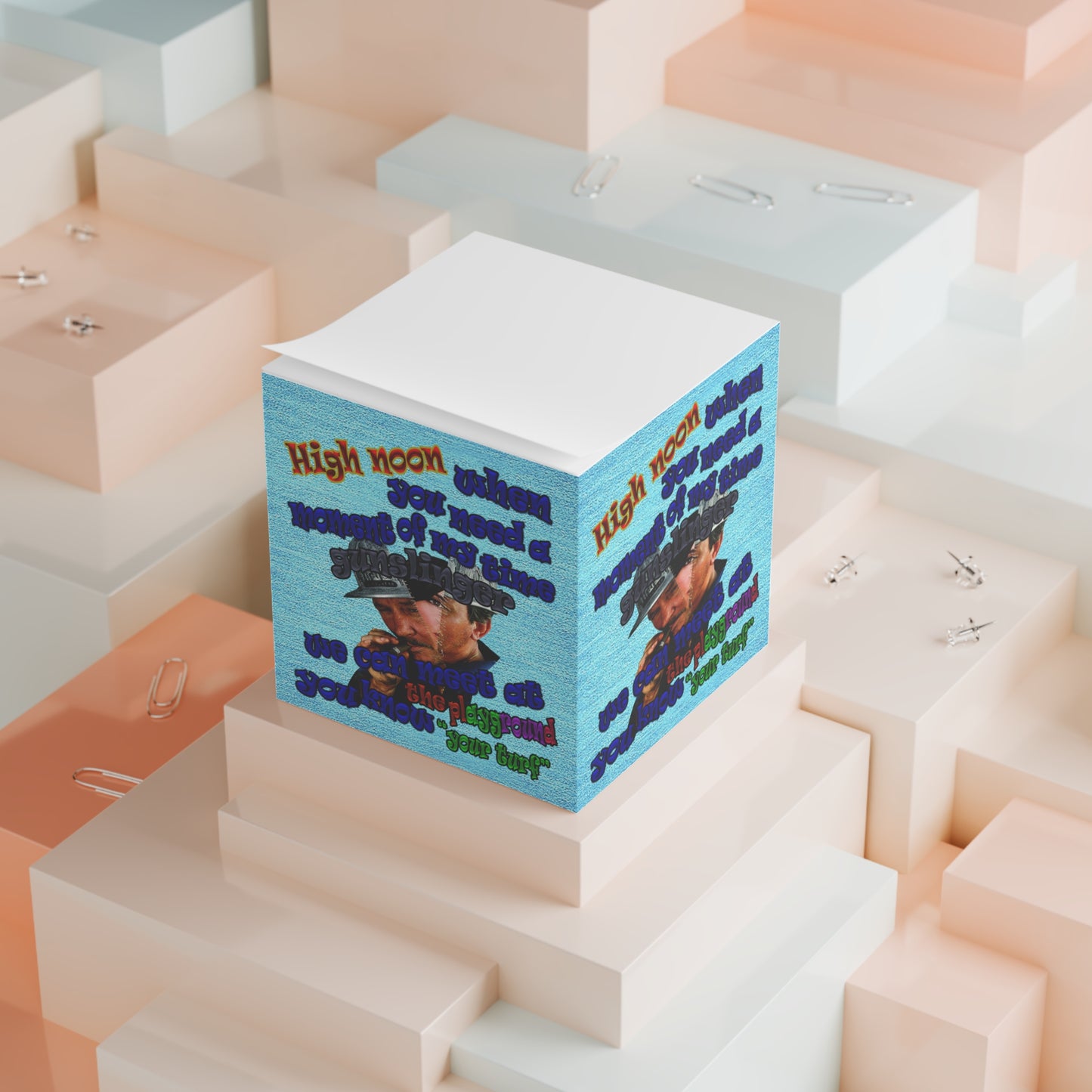 high noon - note cube (faded blue)