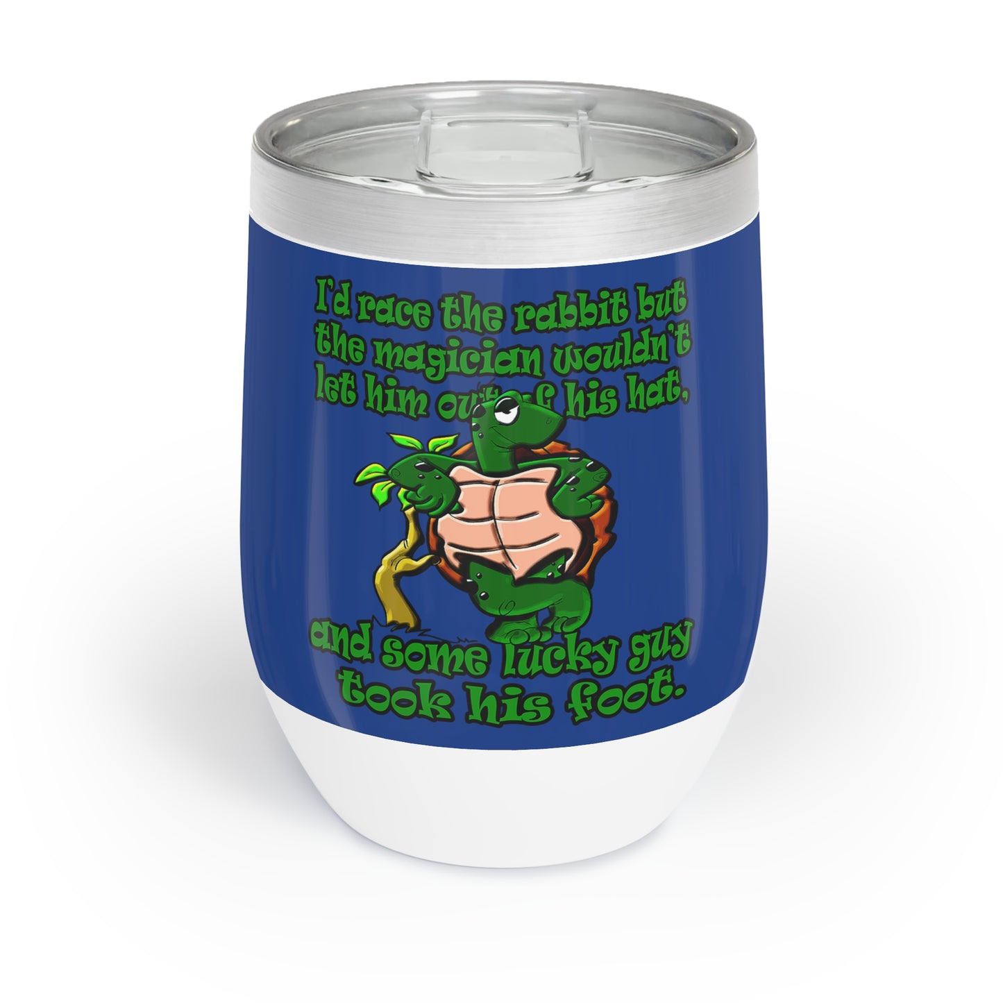 turtle race - Chill Wine Tumbler (dark blue)