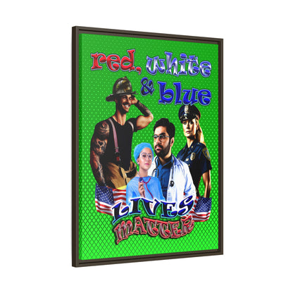 rw&b lives matter - framed canvas art (logo green)