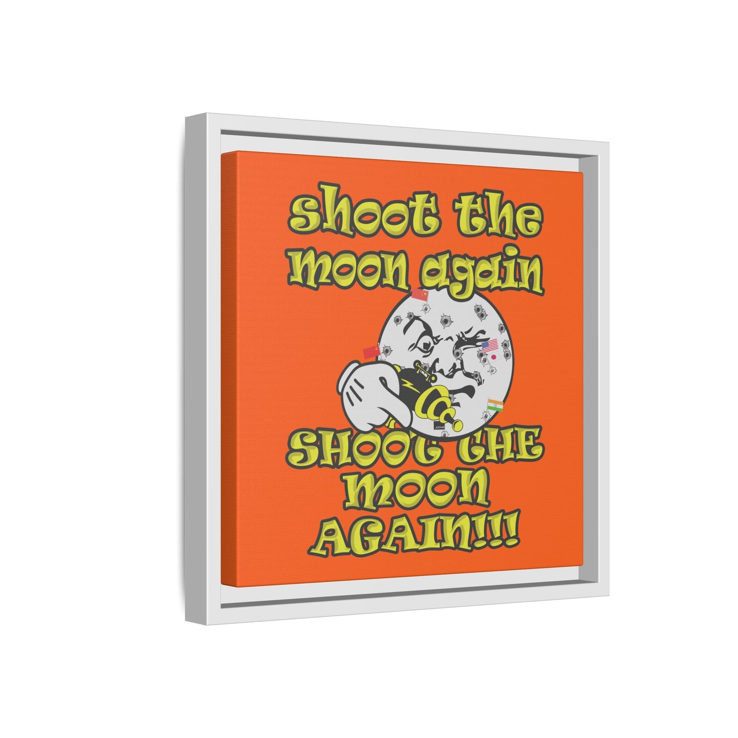 shoot the moon again - framed canvas art (orange)