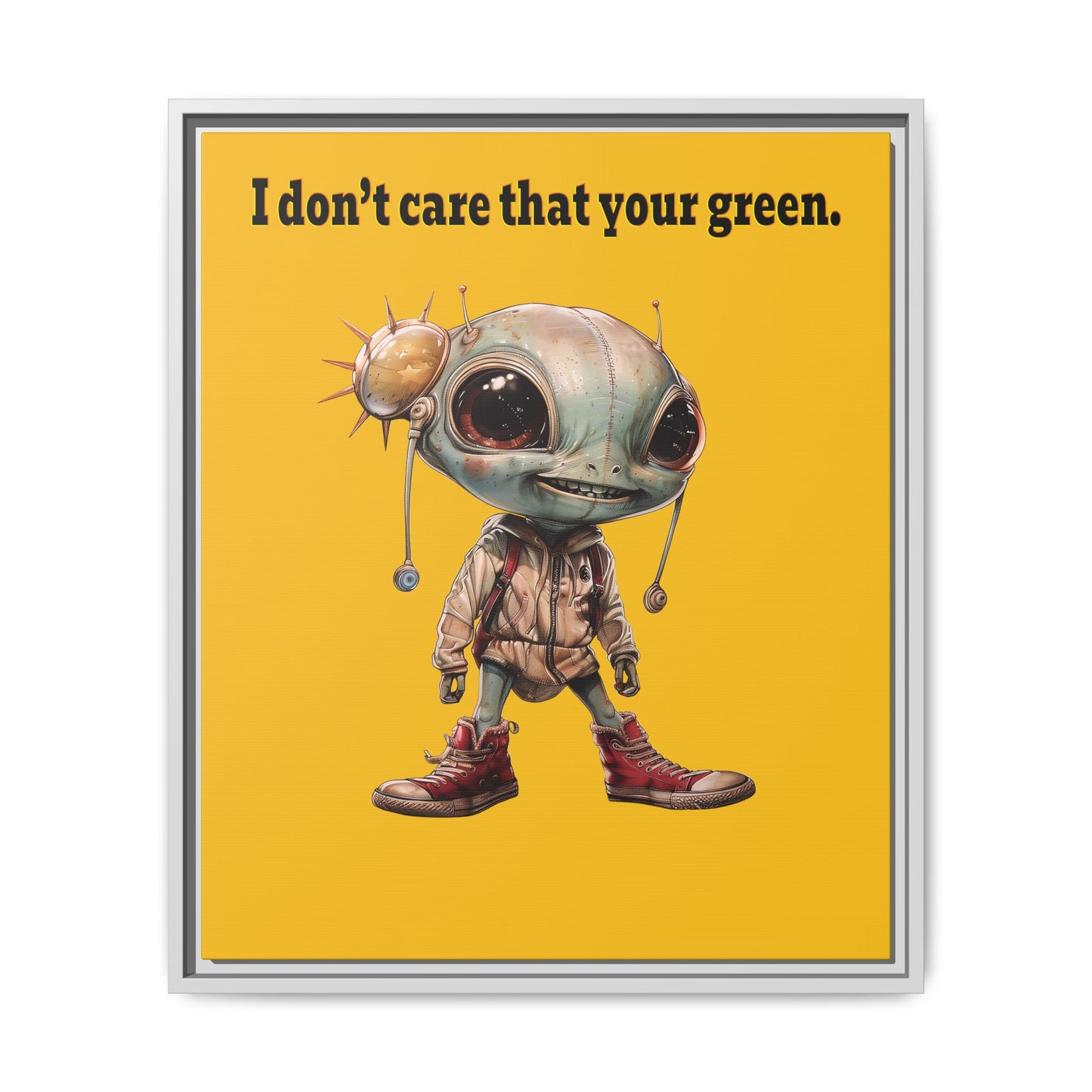 I don't care that your green - framed canvas art (yellow)