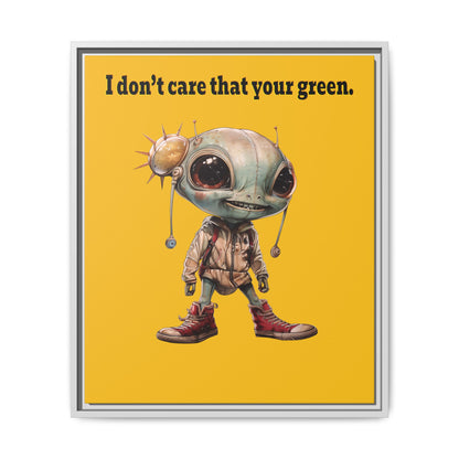 I don't care that your green - framed canvas art (yellow)