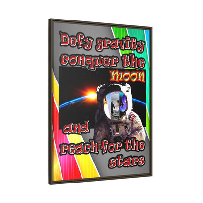 defy conquer reach - framed canvas art (rainbow split)