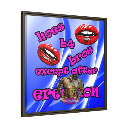 hoes b4 bros - framed canvas art (blue-white wave)