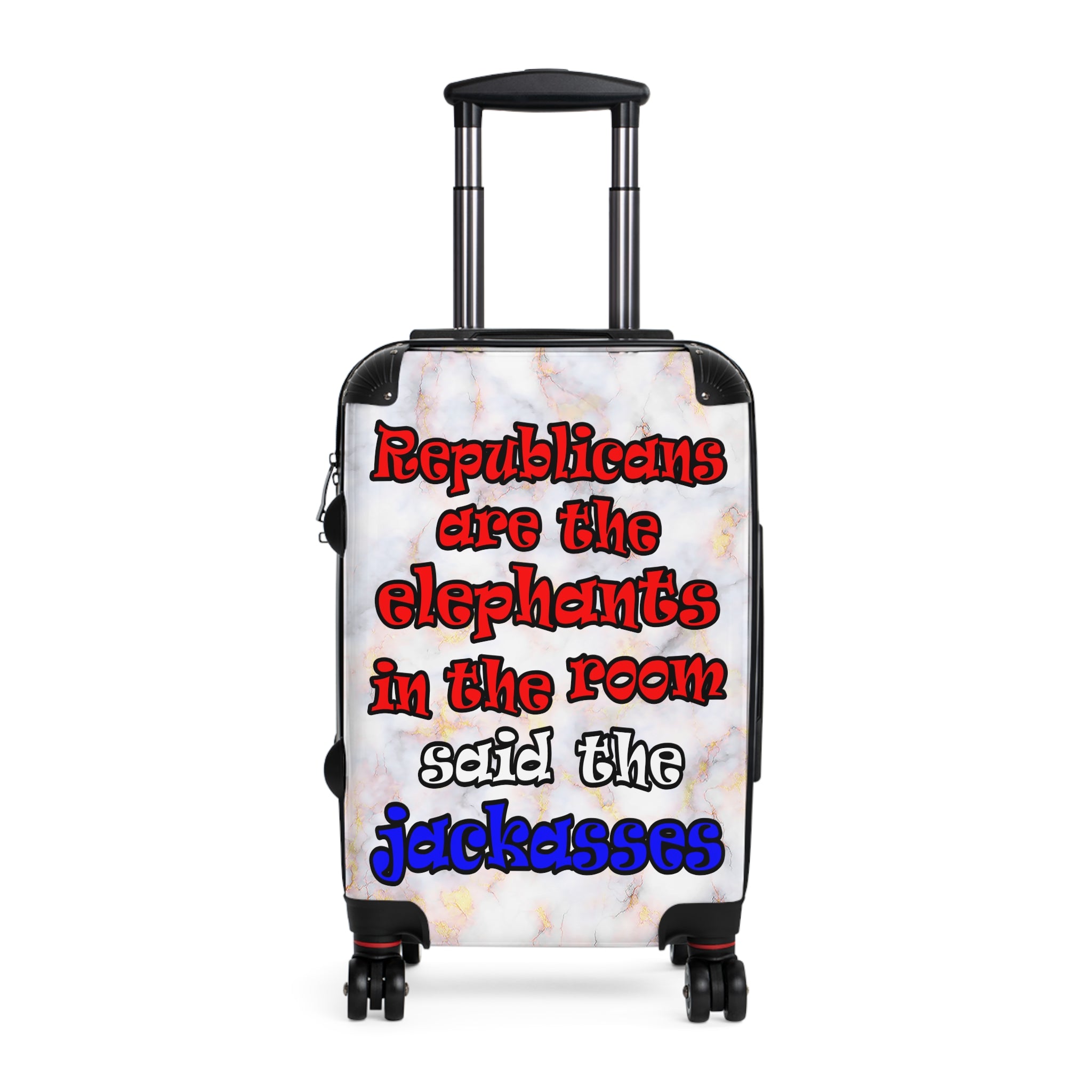 donkeys and elephants - Suitcase (white marble)