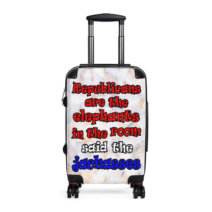 donkeys and elephants - Suitcase (white marble)