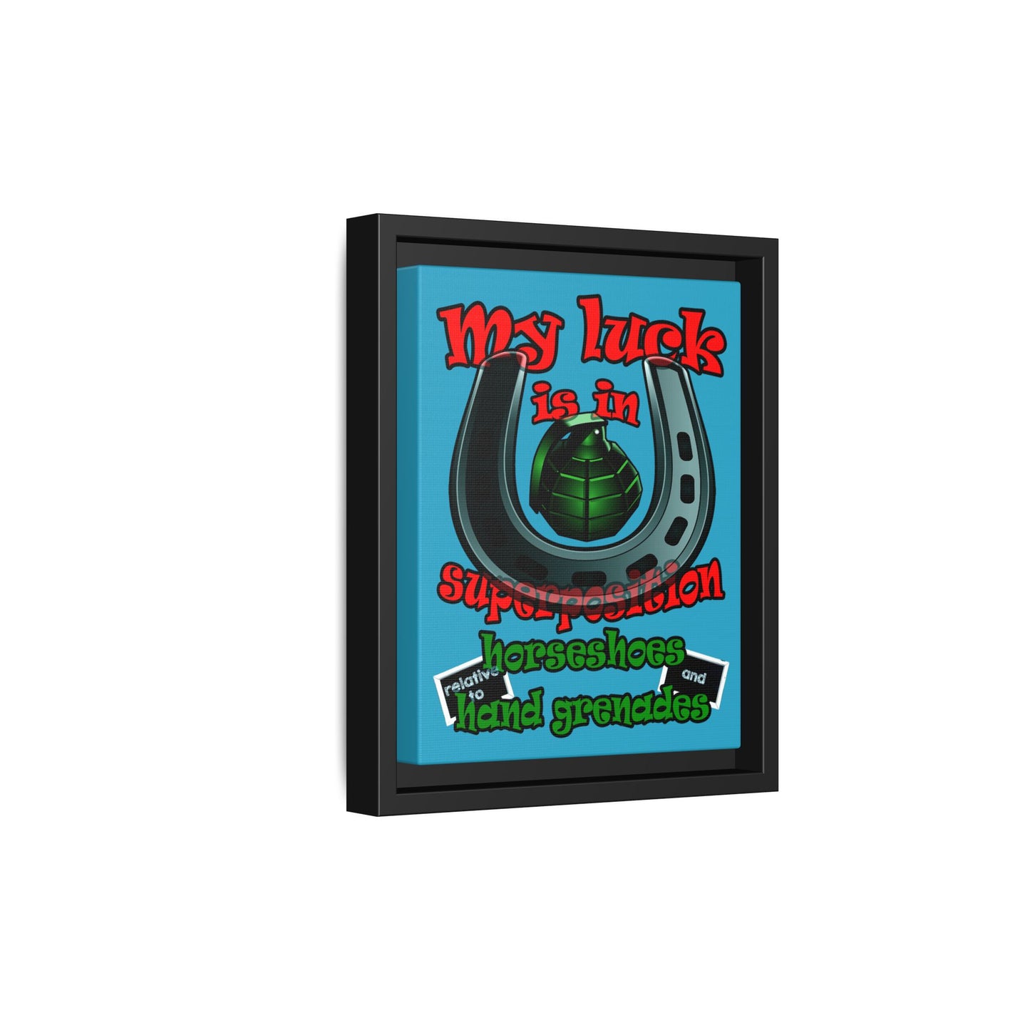 my luck - framed canvas art (turquoise)