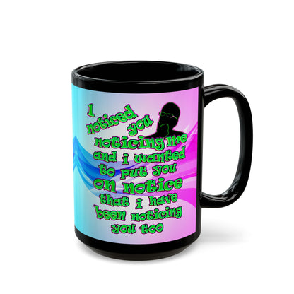 noticed you noticing - Black Mug (light blue-pink wave)